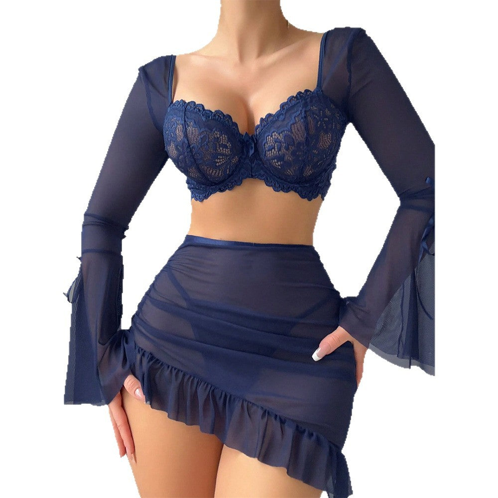 Sheer Lace Role-Play Lingerie Set – Dark Desire