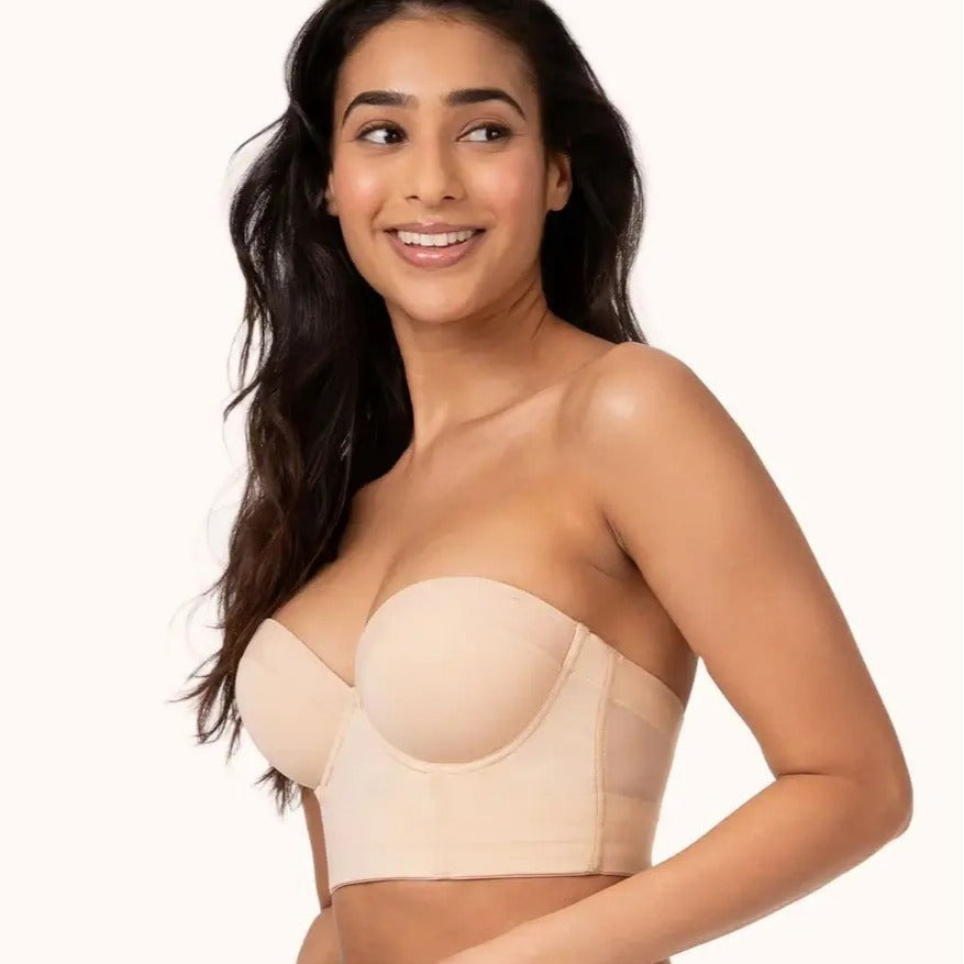 Backless tube top with low back and detachable bra