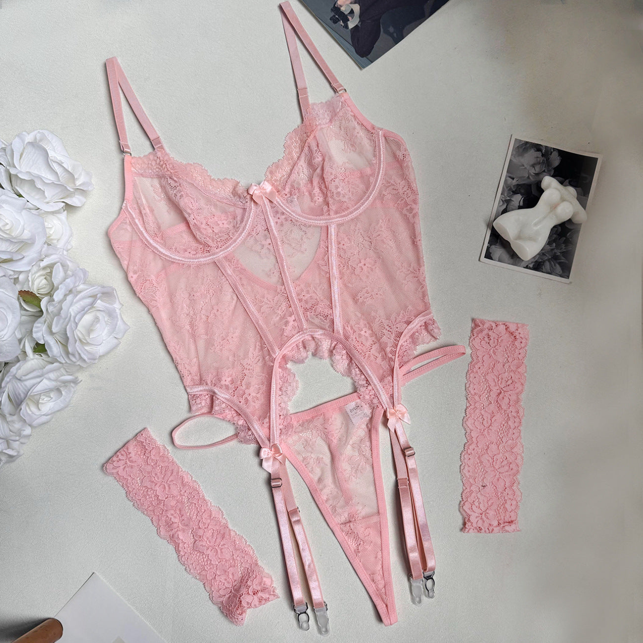 Spitzen-BH-Set – Transparentes Lingerie-Set mit Spitzenbesatz
