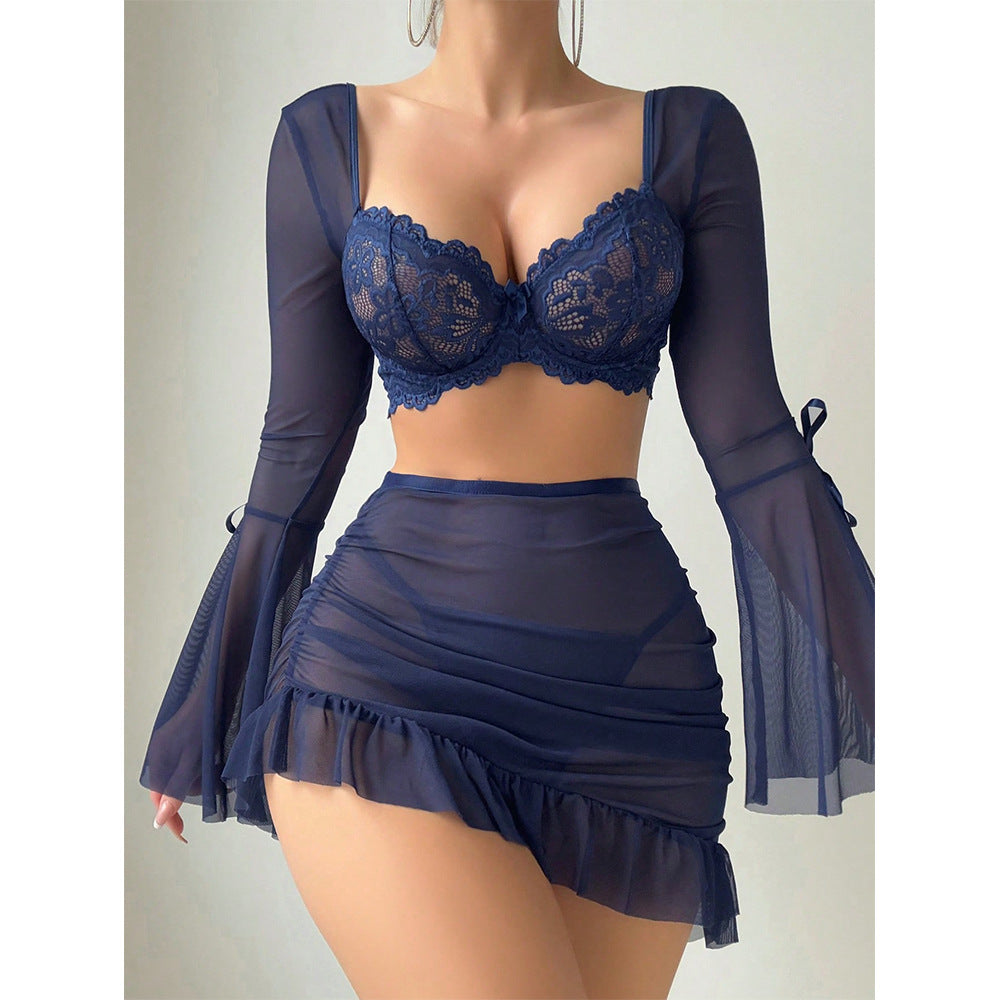 Sheer Lace Role-Play Lingerie Set – Dark Desire