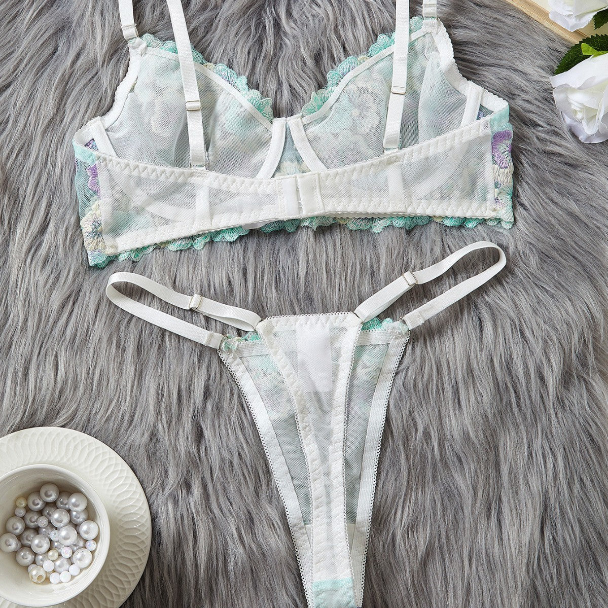 Summer Embroidered Bra Sexy Underwear Bra Set Two Piece Set