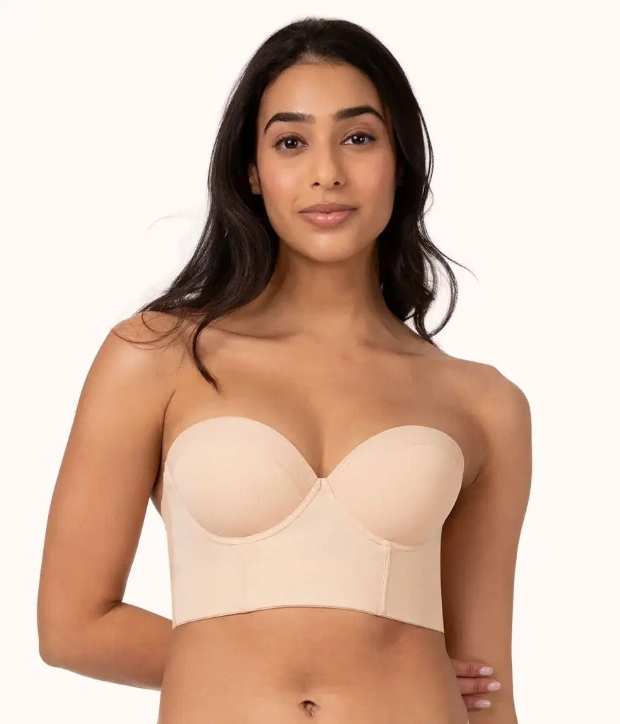 Backless tube top with low back and detachable bra