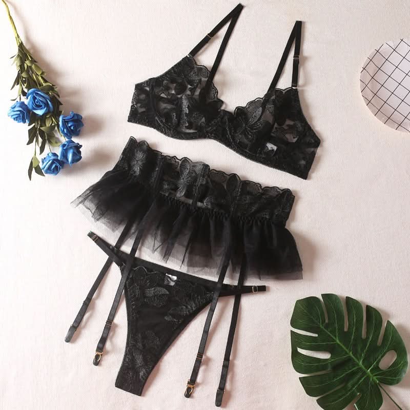 Rüschenrock Dessous Set mit Strumpfgürtel – Shapewear & Erotik