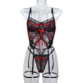 Floral Embroidery Cross-Tie Women's Sexy Lingerie Set