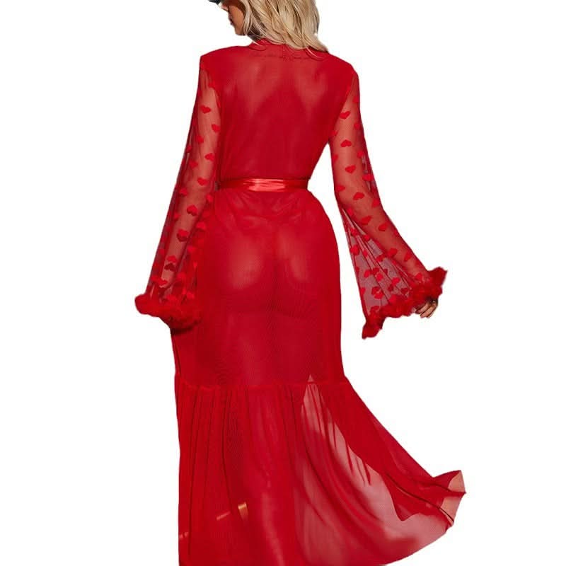 Mesh Spitzen Morgenmantel Negligee – Verführerischer Cardigan