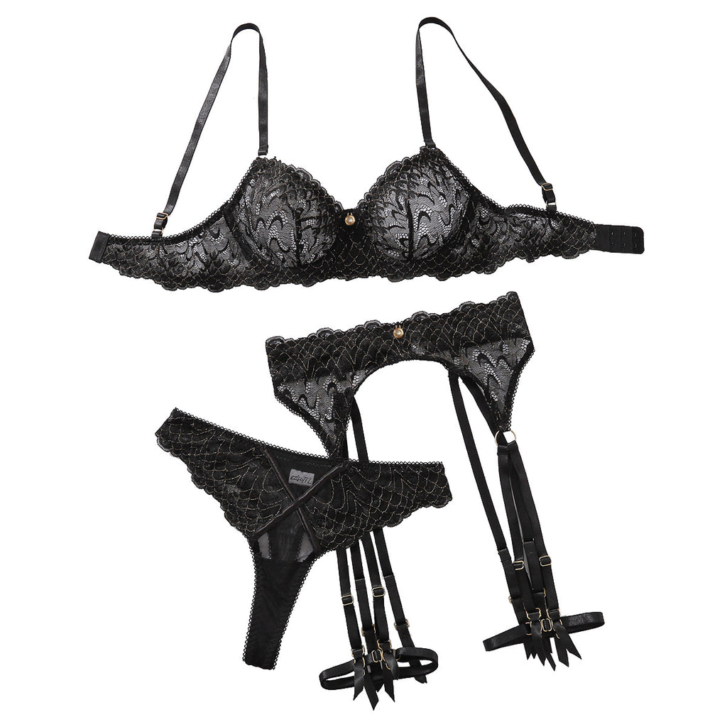 Lace and lace sexy women's bra sexy lingerie four piece set