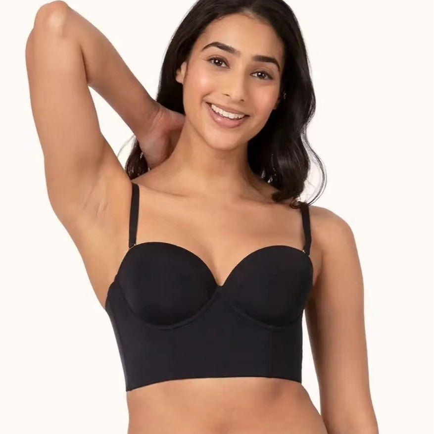Backless tube top with low back and detachable bra