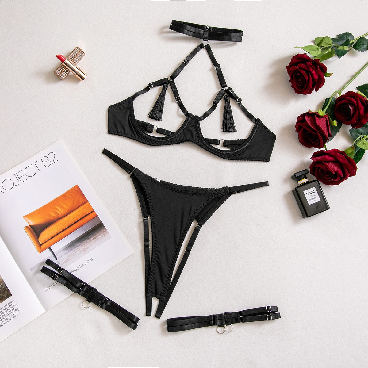 Crotchless Spitzen-Lingerie – Hollow-Out Design für Frauen