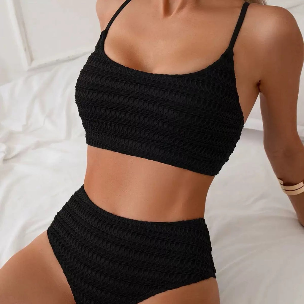 Nylon jacquard split bikini